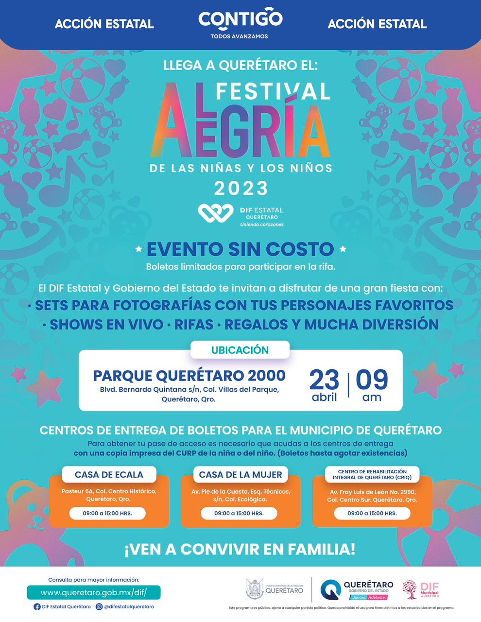 Anuncia DIF Estatal el Festival Alegría de las Niñas y los Niños Querétaro 2023