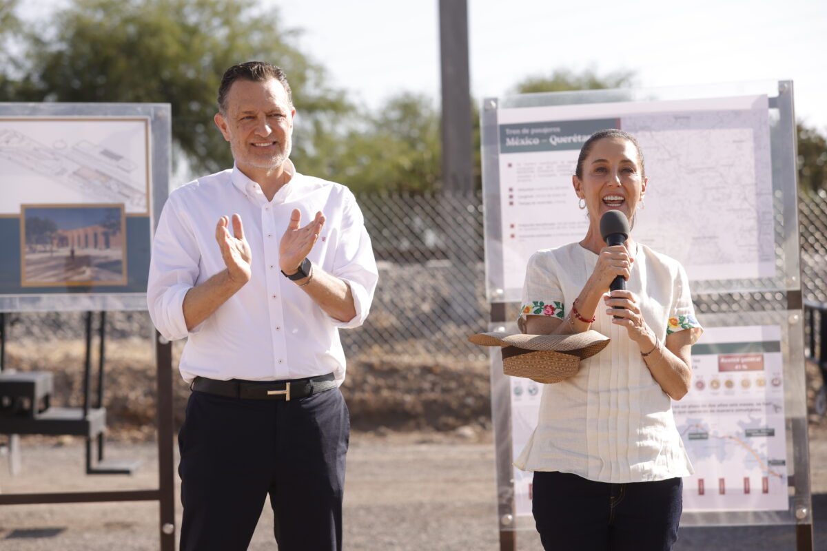 Claudia Sheinbaum y Mauricio Kuri encabezan el inicio de las obras del tren México – Querétaro