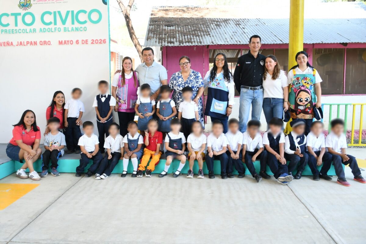 Fortalecen valores cívicos en preescolar Adolfo Blanco