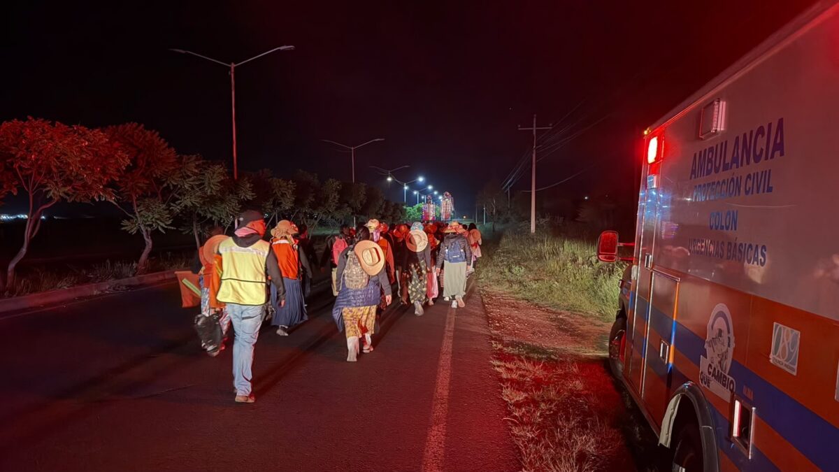 Brinda Seguridad y Protección Civil de Colón Resguardo a Columna de Peregrinas